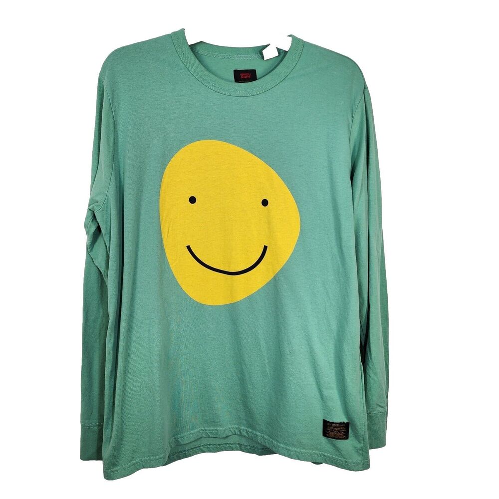 Levi's Mens T Shirt Medium Skate Graphic Smiley Face Have Nice Trip Long Sleeve